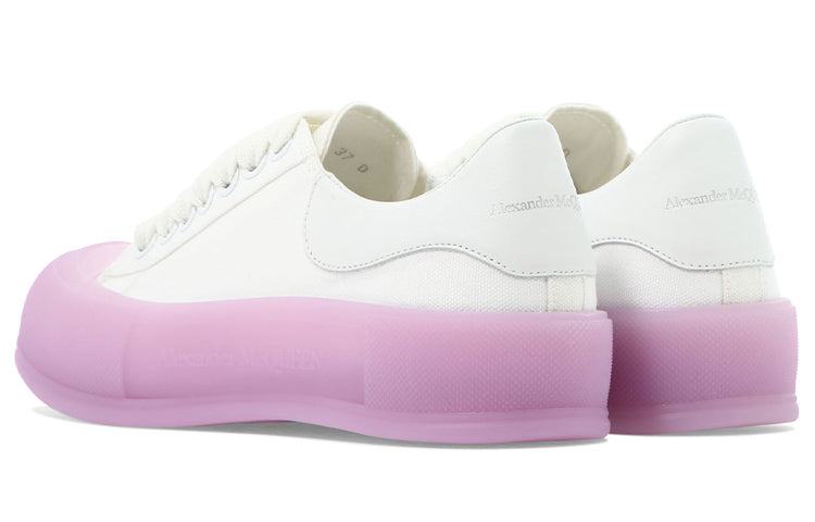 (WMNS) Alexander McQueen Deck Skate Plimsoll Shoes 'White Pink' 697120W4MVW9490