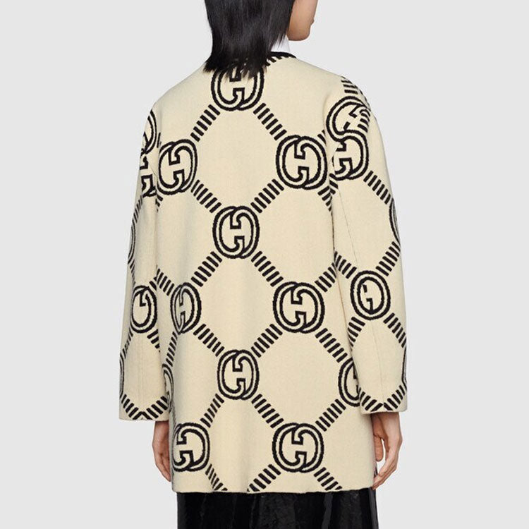 (WMNS) Gucci Reversible Interlocking G Wool Cardigan 'Black Ivory' 678318-XKB5T-9192