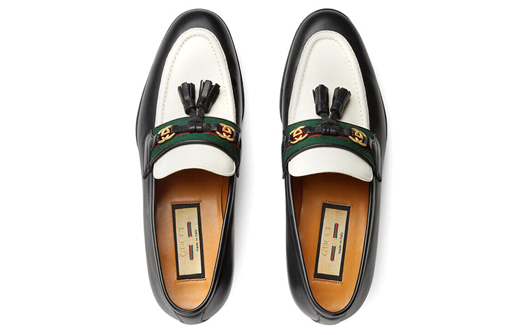 (WMNS) Gucci Loafer with Web and Interlocking G 'Black White' 674662-1W6B0-1170
