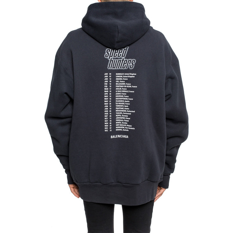 Men's Balenciaga Speedhunters Boysband Printing hooded Long Sleeves Navy Blue 541873TCV371055