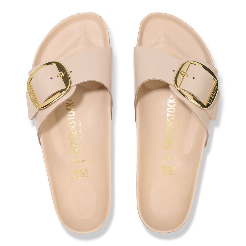 (WMNS) Birkenstock Madrid Big Buckle Natural Leather Patent Narrow FIt Sandals ' High Shine New Beige' 1026496