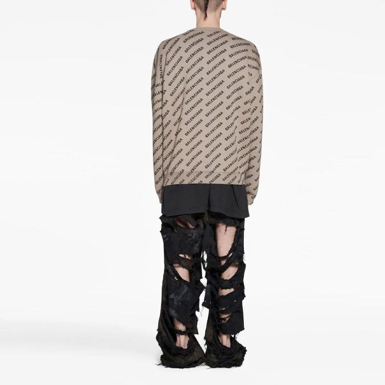 Balenciaga Mini Allover Logo Sweater 'Beige' 736247T32339977