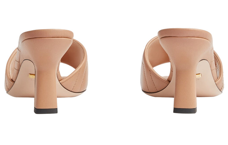 (WMNS) Gucci Double G Mid-Heel Slide Sandals 'Beige' 739133-BKO00-2754
