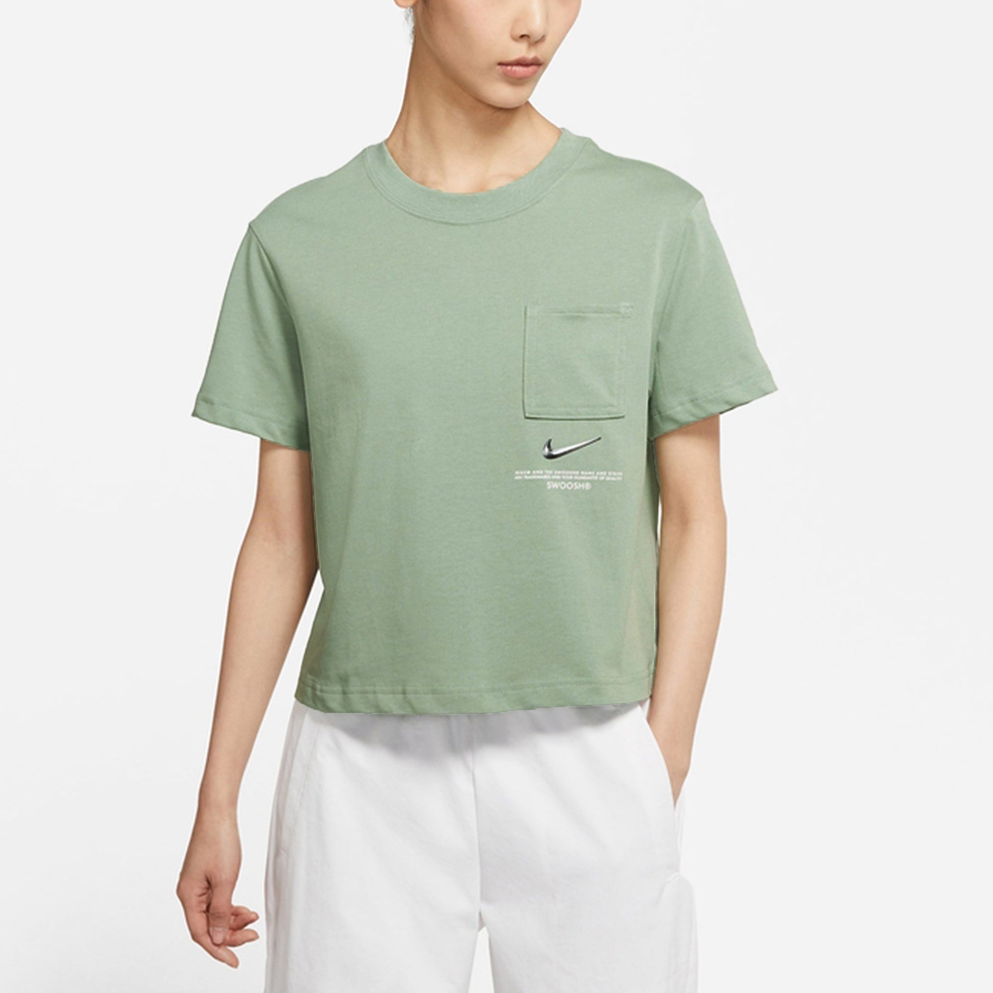 (WMNS) Nike Sportswear Swoosh 3D Logo Loose Breathable Round Neck Short Sleeve Green T-Shirt CZ8912-006