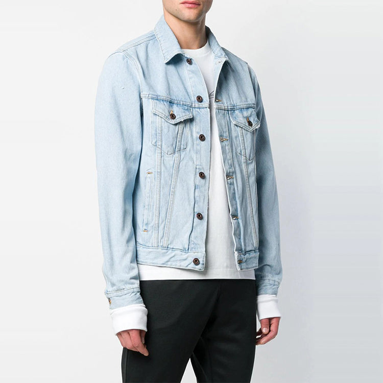 Off-White Logo Printing Denim Jacket Light Blue OMYE019S193860167188