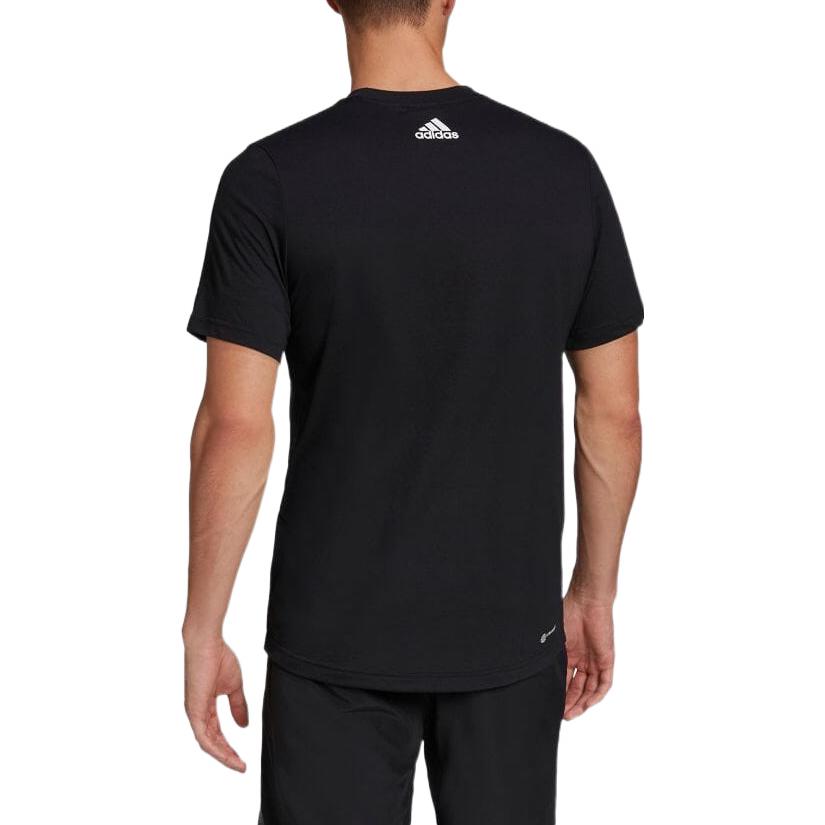 Men's adidas Large Logo Round Neck Short Sleeve Japanese Version Black T-Shirt HF7212