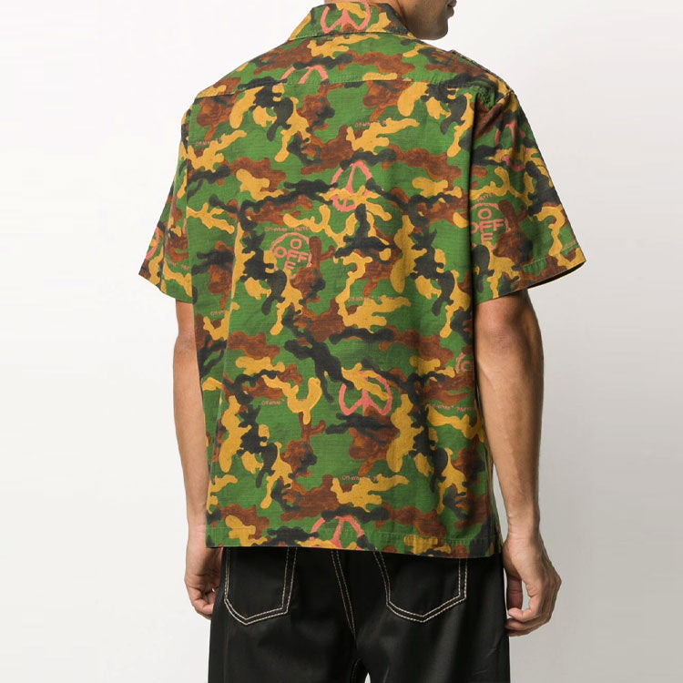 Off-White Camouflage Printing Short Sleeve Shirt Version Green OMGA107R203620019900