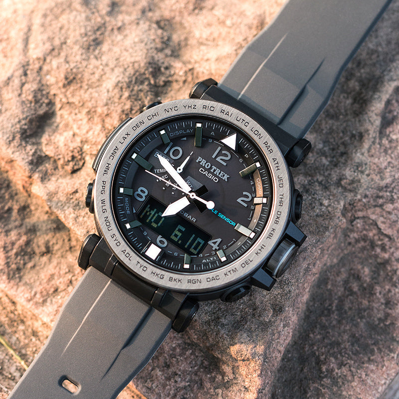 CASIO Waterproof Sports Solar Powered Mens Black Analog/Digital Combo PRG-650Y-1PR