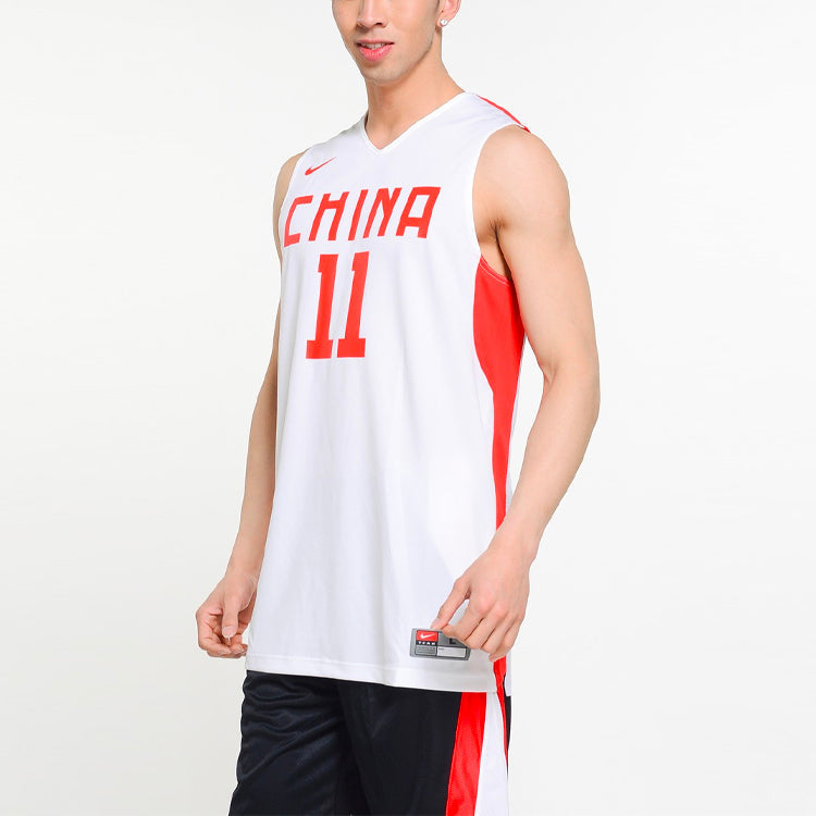 Nike Series China Team Alphabet Numeric Printing Basketball Vest White 516598-100