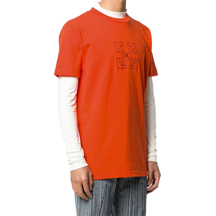Off-White logo Printing Short Sleeve Red OMAA027E20JER0032010