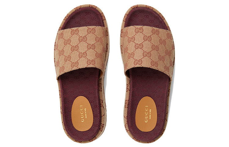 (WMNS) Gucci GG Slide Sandal 'Monogram - Beige Brick Red' 573018-KQW00-8366