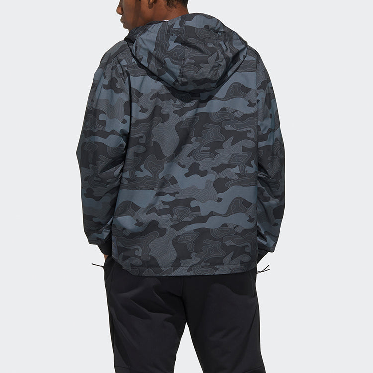 adidas Camouflage Printing Sports Jacket Black FM9371