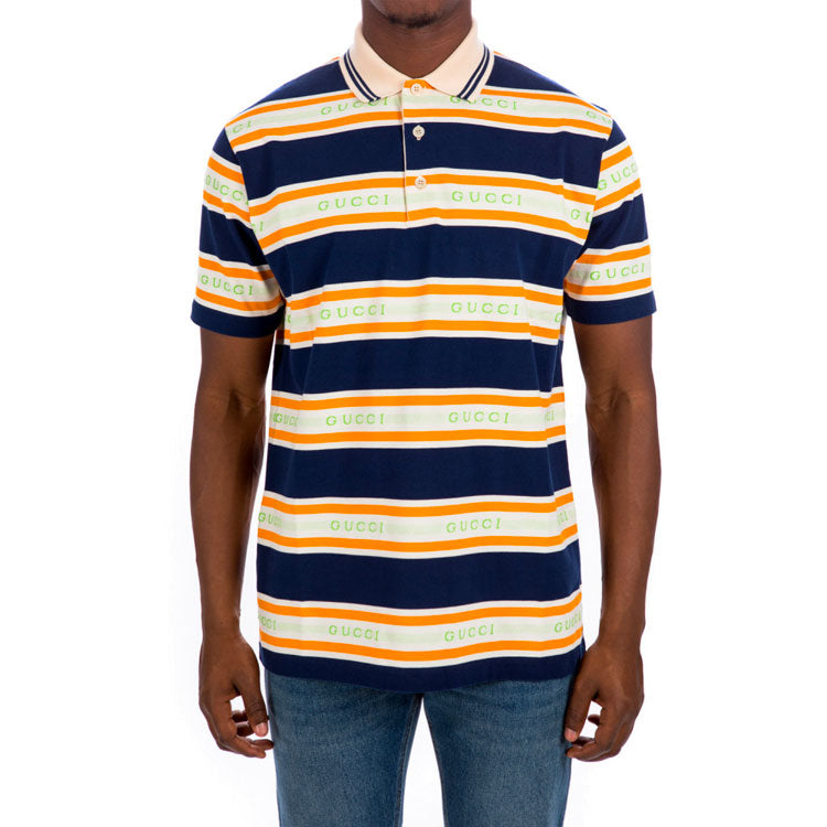 Gucci Logo Collar Stripe Polo 'Ink Ivory' 645258-XJC6I-4273