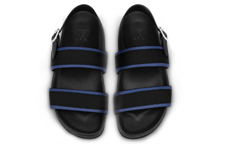 LOUIS VUITTON LV Mirabeau Bicolor Taiga Leather Sandals 'Black' 1A581R