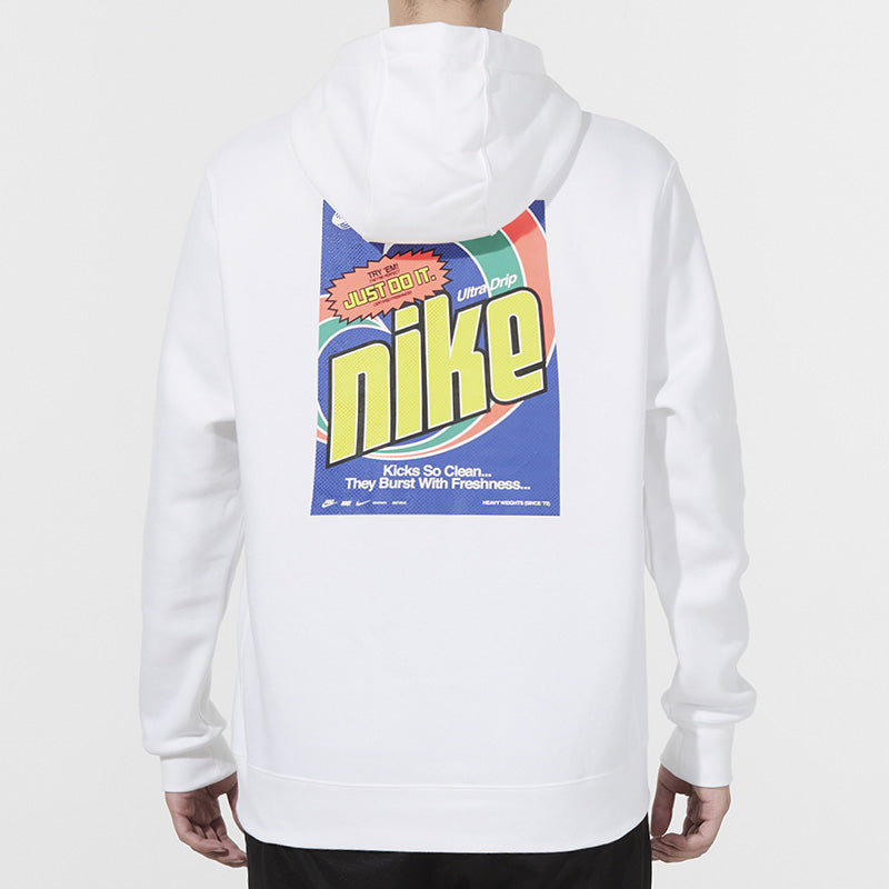 Men's Nike Sportswear Keep It Clean Casual Sports Pullover Fleece Lined White DM2200-100