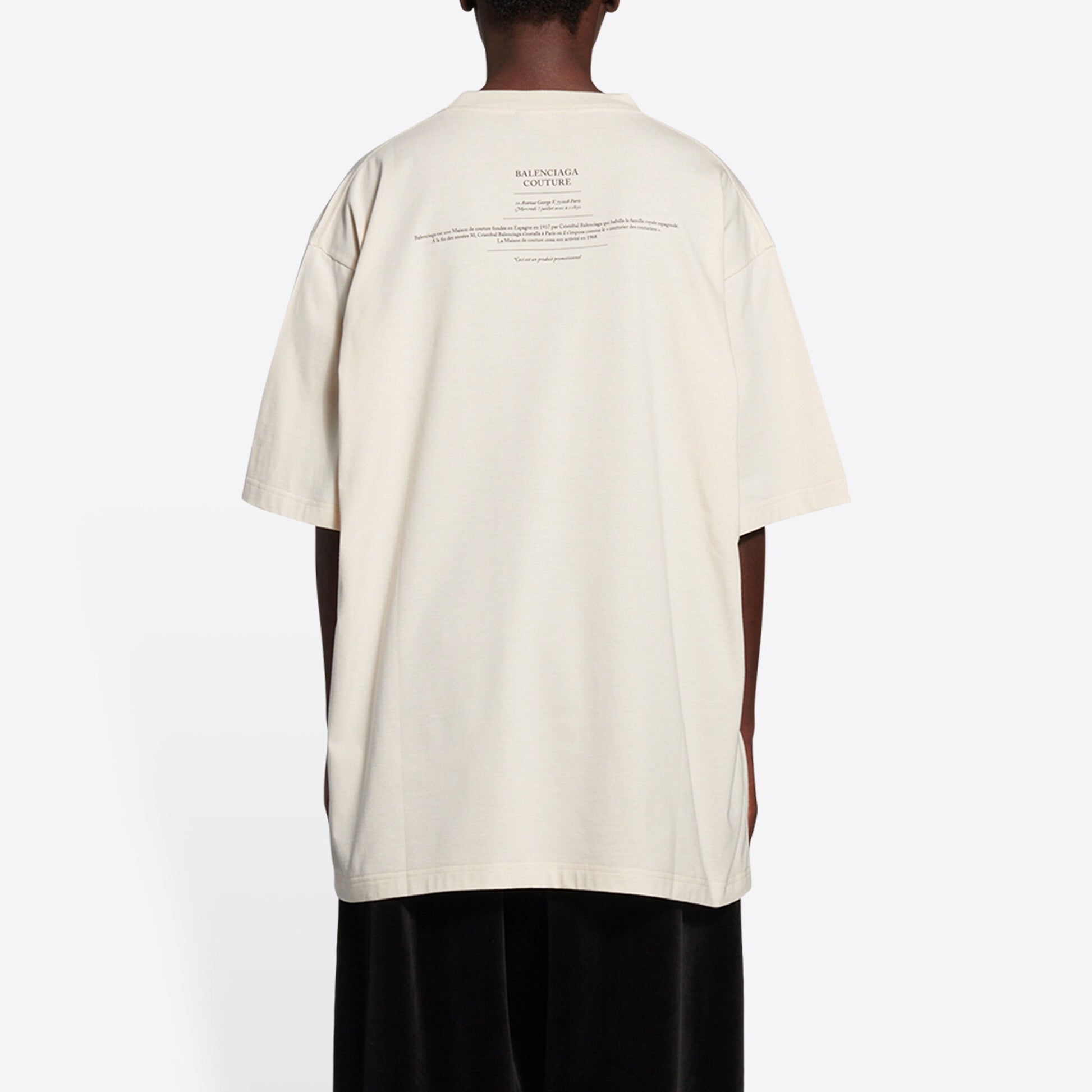 Balenciaga FW21 Couture Boxy Alphabet Printing Round Neck Pullover Short Sleeve Beige 651795TJV900905