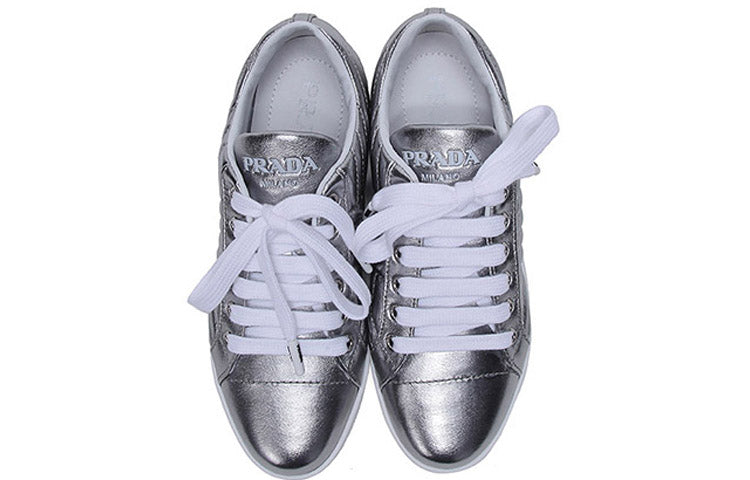 (WMNS) PRADA Leather Sneakers 'Silver' 1E254L_79A_F0135_F_005