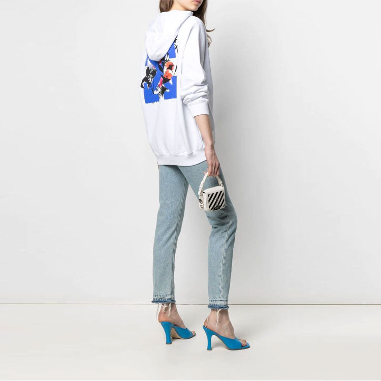 (WMNS) Off-White SS21 Flower Arrows Logo Embroidered Hoodie Loose Fit White OWBB035S21JER0010145