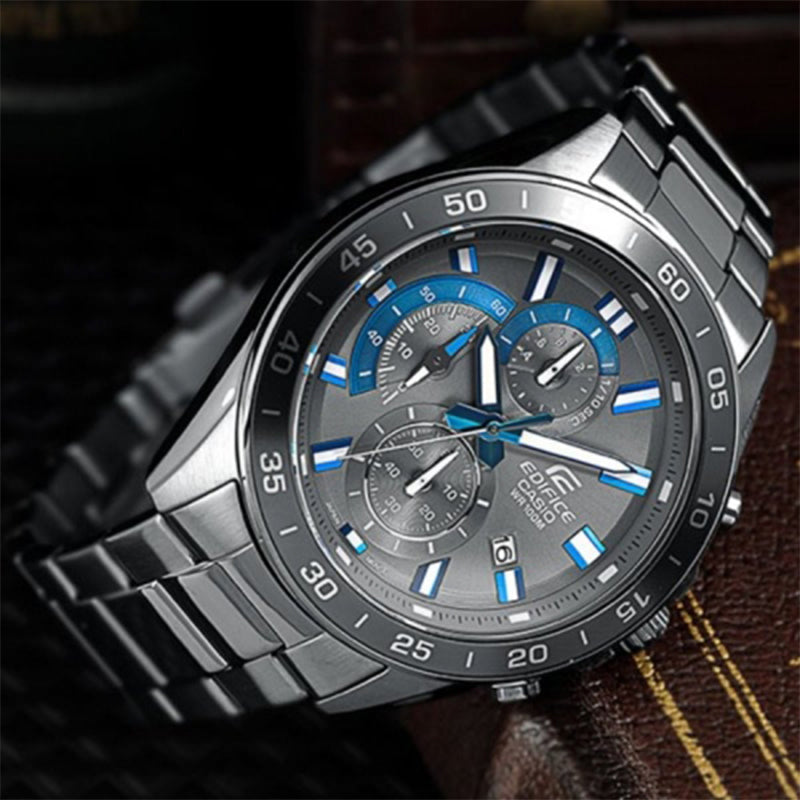 Men's CASIO Chain Blue quartz Mens Black Analog EFV-550GY-8A