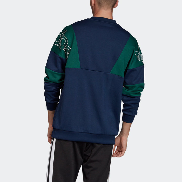 adidas originals Colorblock Casual Sports Round Neck Pullover Navy Blue FK1971