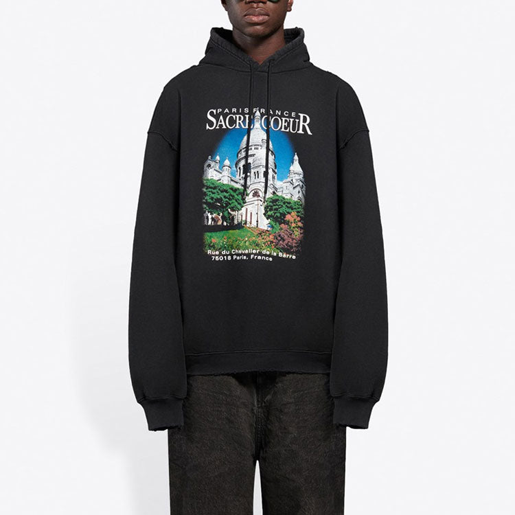 Men's Balenciaga landscape Loose Hoodie Black 641679TJVH91000