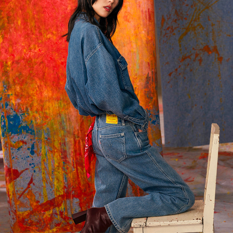 Levis lapel Asymmetric Pocket Denim Shirt Blue A0155-0000