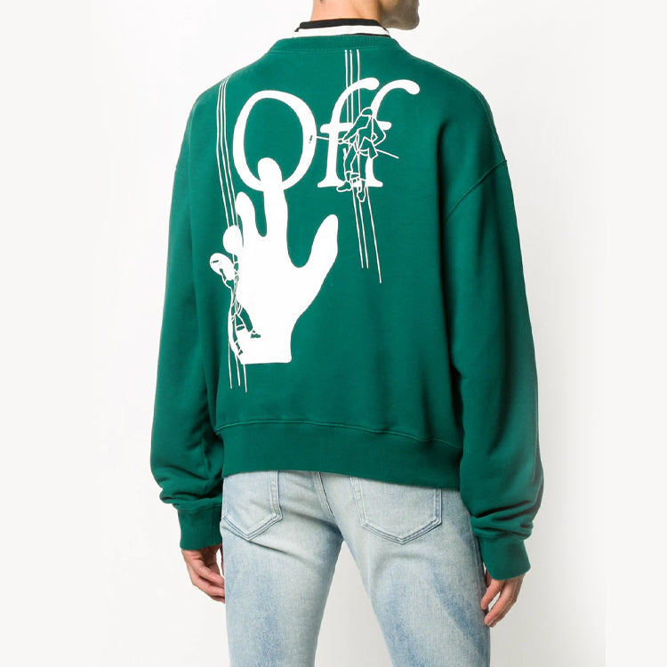 Off-White FW20 Logo Printing Pullover Men Green OMBA035E20FLE0015701