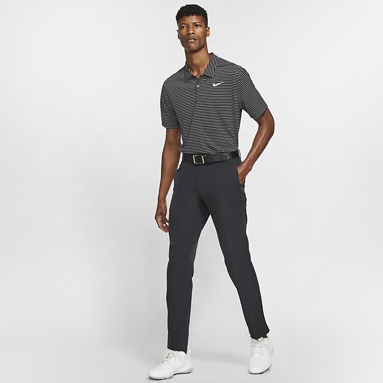 Nike Dri-fit Striped Golf Polo Shirt 'Black Summit White' AJ5482-010