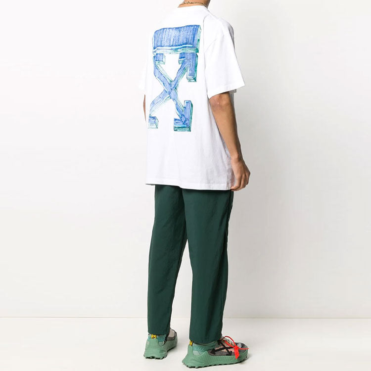Off-White Back Arrow Pattern Printing Round Neck Short Sleeve Loose Fit White OMAA038E20JER0020145