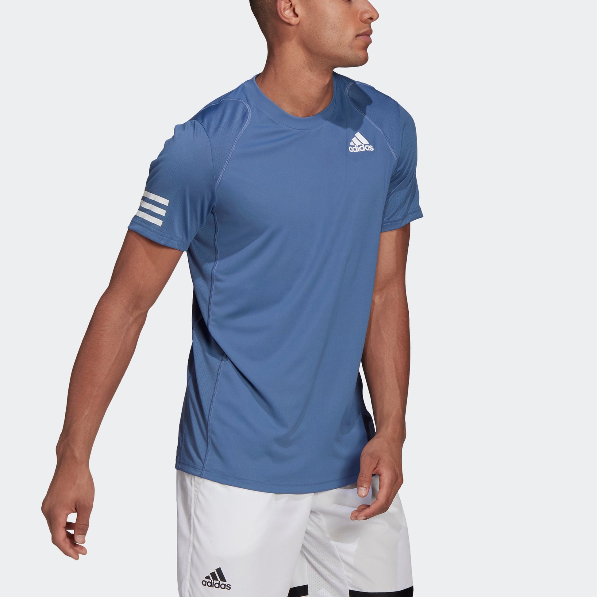 adidas Club 3Str Tee Stripe Tennis Sports Short Sleeve Blue GH7227