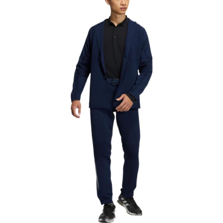 Men's adidas Taylored Jkt Stripe Lapel Zipper Cardigan Long Sleeves Jacket Dark Blue HG1664