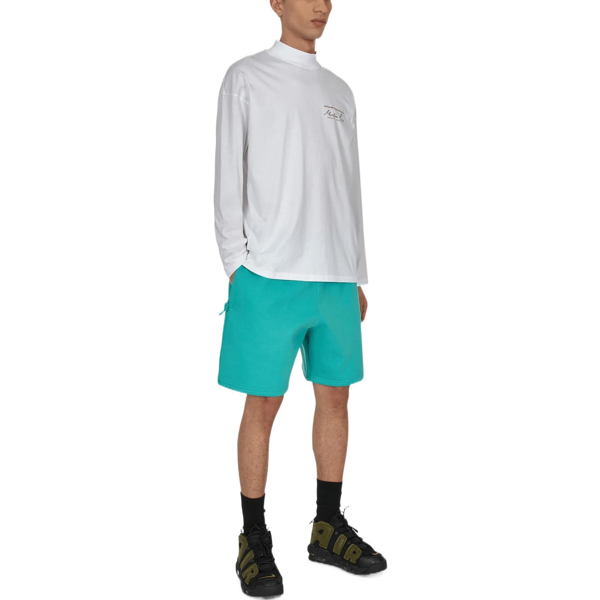 Men's Nike Special Project Solo Swoosh Solid Color Logo Embroidered Straight Shorts Blue Green DV3055-392