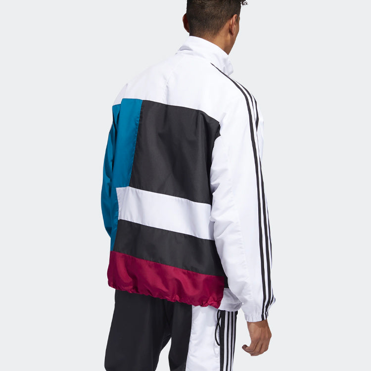 adidas originals Spirit Oversized Multicolor Splicing Sports Jacket White ED6242
