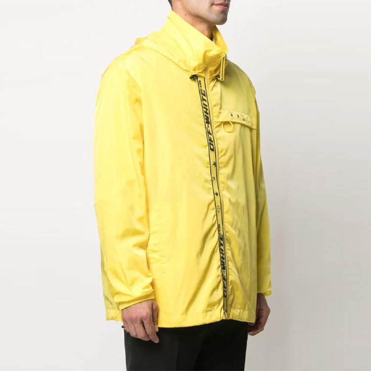 Off-White SS21 Logo Alphabet Printing Zipper Windbreaker Ordinary Version Yellow OMEB014S21FAB0011010