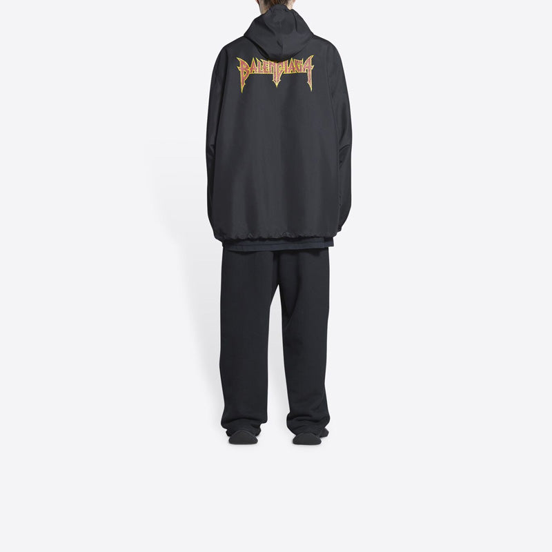 Balenciaga Metallica Windbreaker Hooded Jacket 'Black Orange' 698831TMO101000