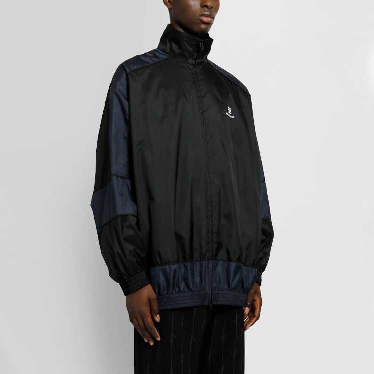 Balenciaga BB Patchwork Nylon Full-Zip Windbreaker 'Navy Black' 623019TIO544100