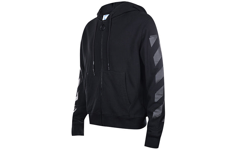 Men's Off-White FW21 Logo Printing Zipper Slim Fit Version Black OMBE001F21FLE0031010