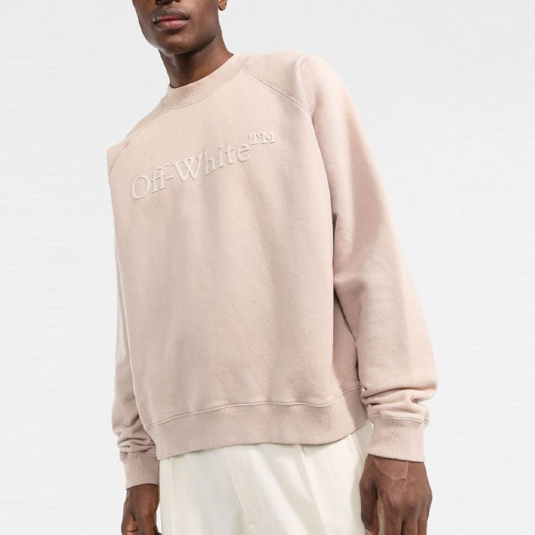(WMNS) Off-White Logo-Print Cotton Sweatshirt 'Pink' OMBA056S22FLE0016262