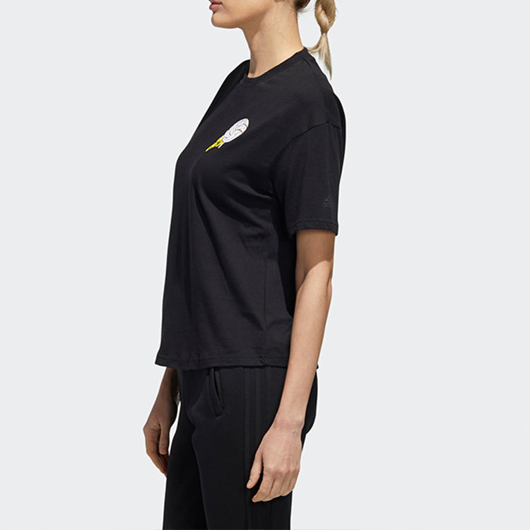 (WMNS) adidas Printing Short Sleeve Black GF0152