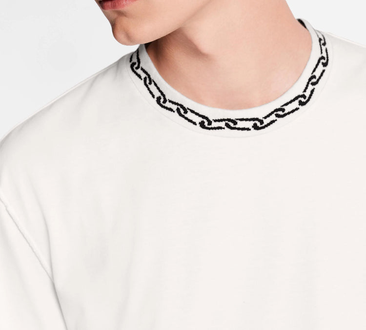 LOUIS VUITTON LV Jacquard Chain Ribbed Collar For Men White 1A5VE9
