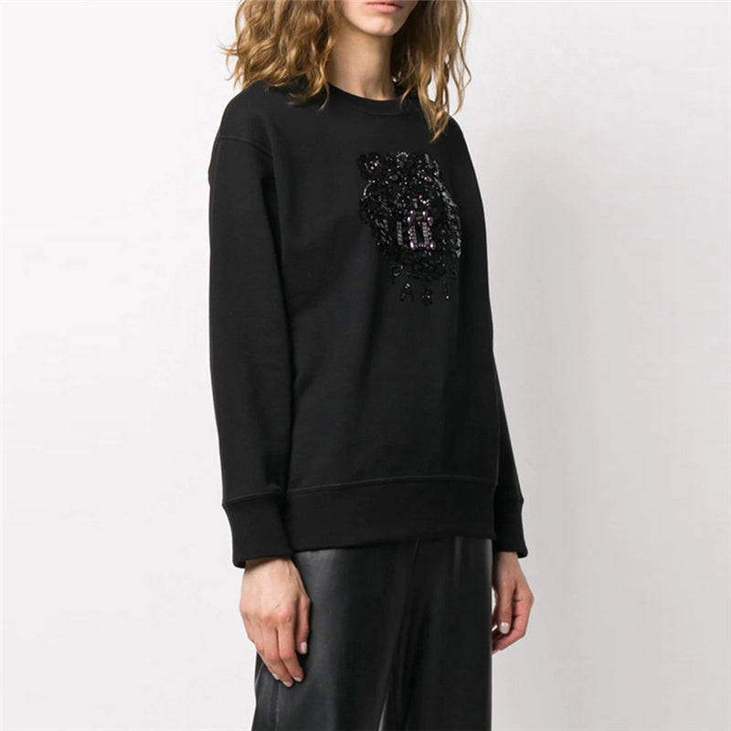 (WMNS) KENZO Tiger Head Sports Pure Cotton Hoodie Black FA52SW9014XN-99