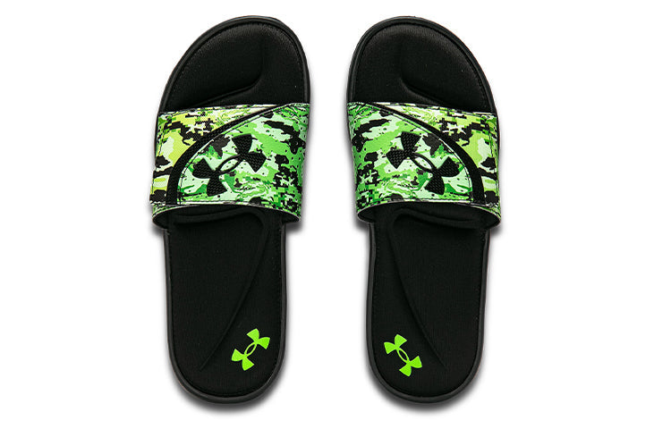 Under Armour Ignite 6 Graphic Strap Slide 'Black Green Citrine Camo' 3024450-001