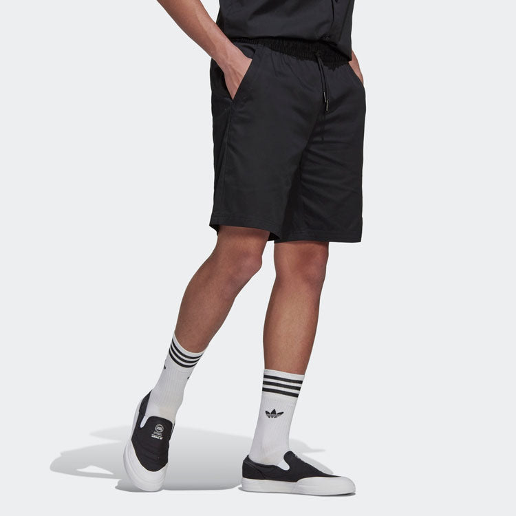 adidas originals Solid Color Logo Straight Shorts Black HT1652
