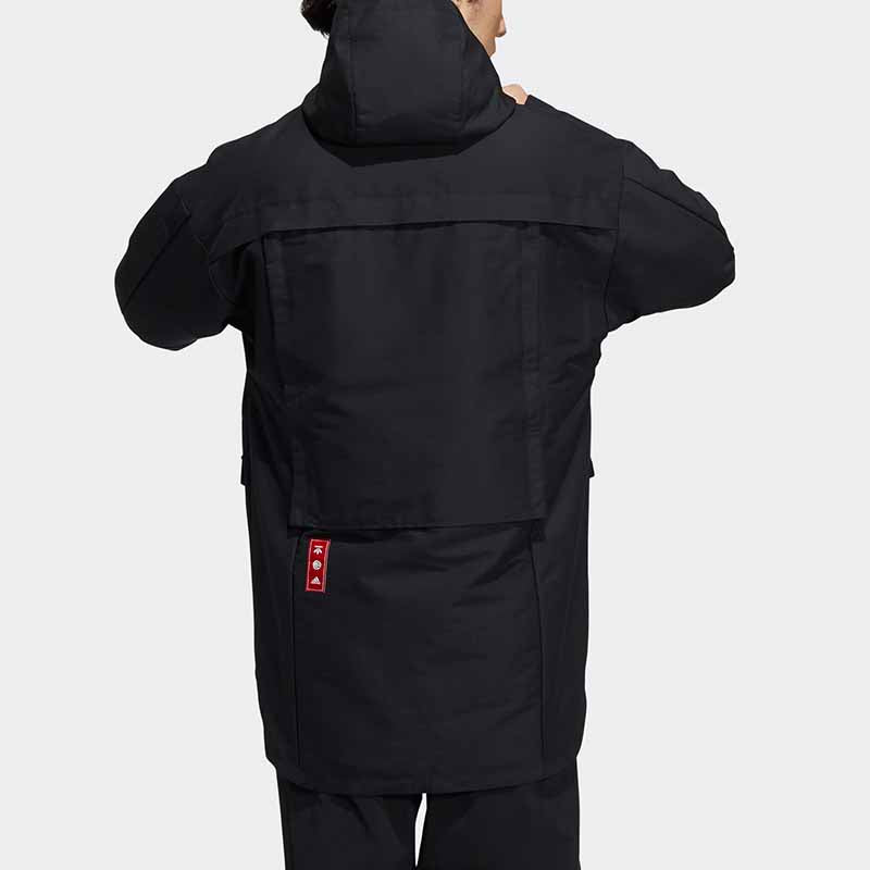 adidas Cny Jkt Top Sports Training Printing hooded Fleece Lined Woven Jacket Black H37917