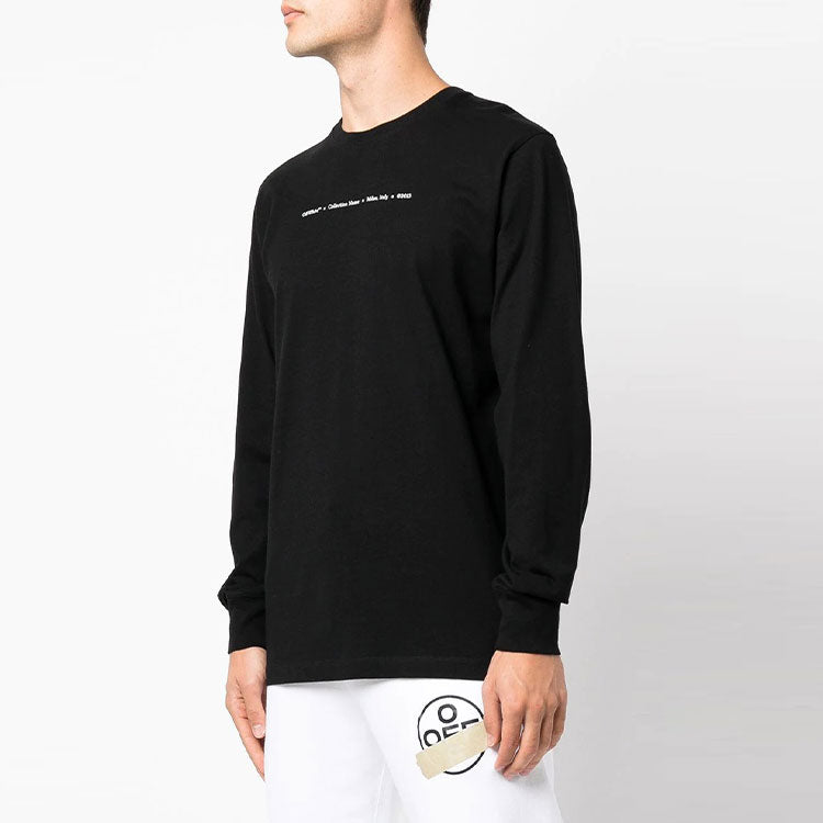 Off-White Cotton Arrow Logo Printing Round Neck Long Sleeves Black OMAB001F21JER0021084