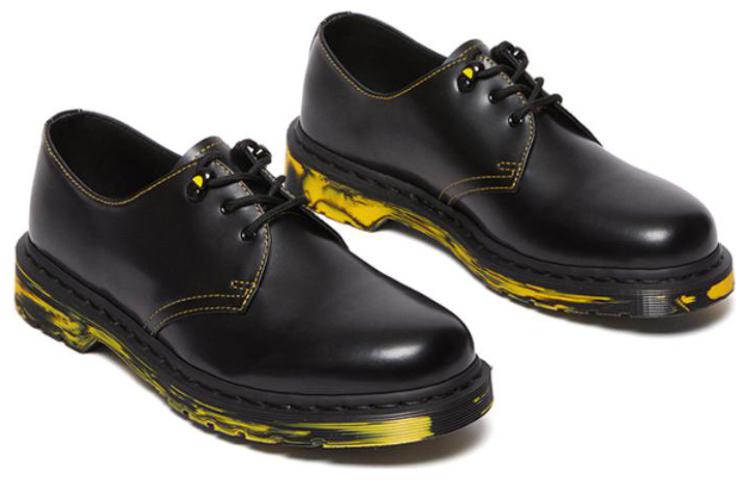Dr.Martens 1461 Marbled Sole Leather Oxford Shoes 'Black Yellow' 31162001