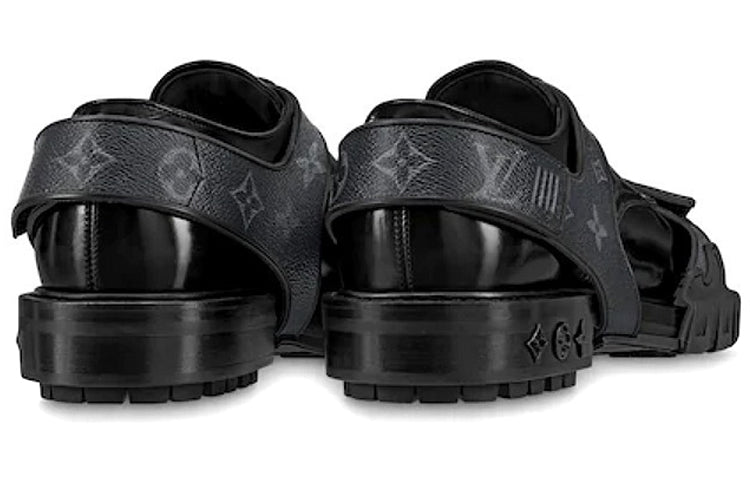 LOUIS VUITTON Harness Derby Shoes 'Black with Monogram Straps' 1A8ACU
