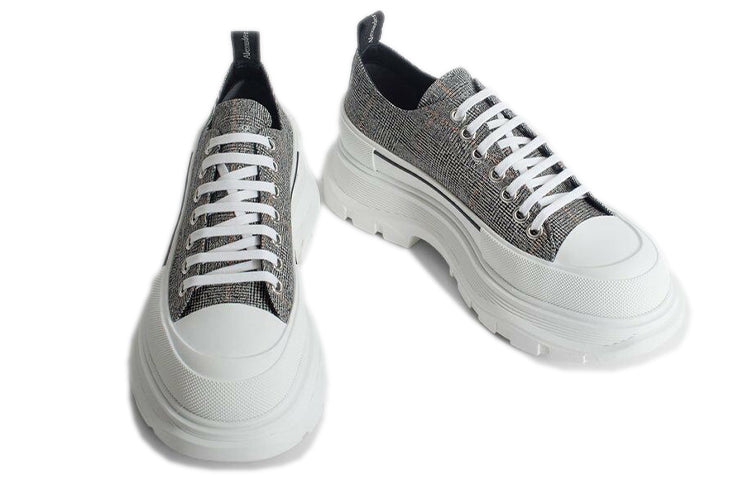 (WMNS) Alexander McQueen Tread Slick Plaid Lace-Up Sneakers 'Black White' 652757W4PE11071