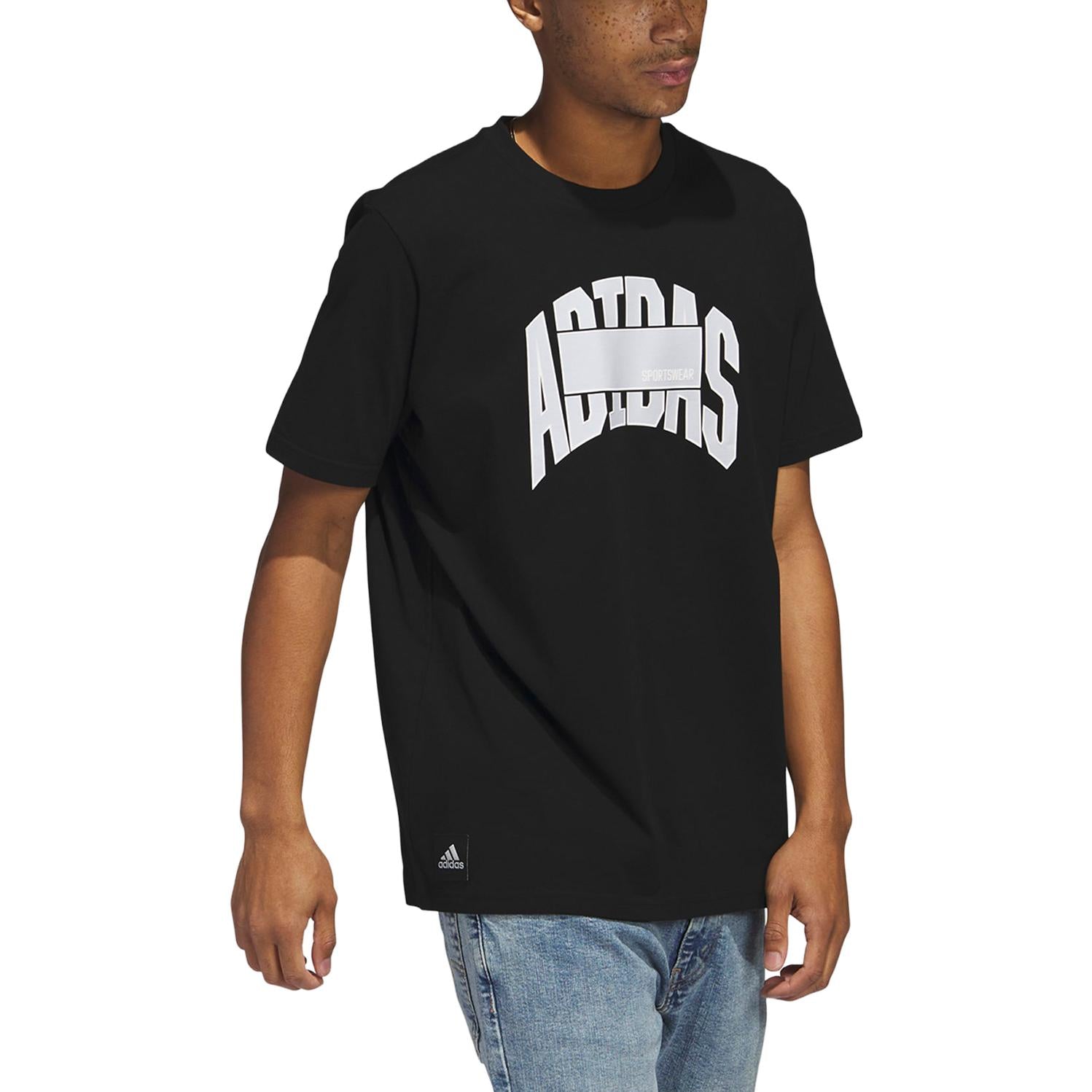 adidas Sportswear Block Graphic Tee 'Black' IC1682