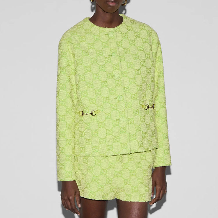 (WMNS) Gucci GG Boucle Cotton Jacket With Horsebit 'Lime green' 784817-Z8BSQ-3439